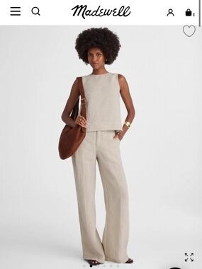 Madewell linen pleated shell top and bottoms M